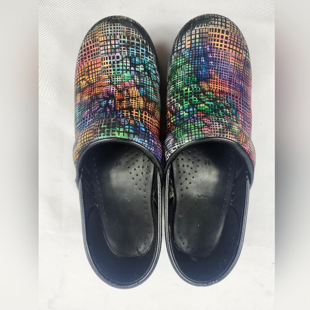 Dansko Multicolor Grid-Pattern Clogs - Picture 6 of 9
